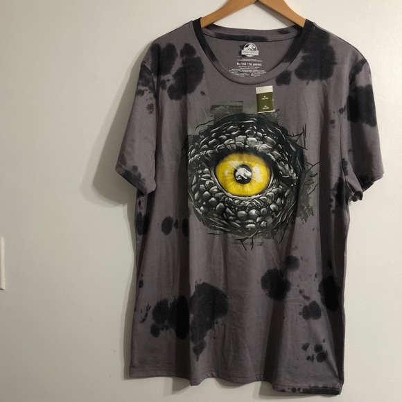 Jurassic world men’s shirt Dino eyes graphic pull over crewneck tie dye gray. XL - Picture 1 of 3